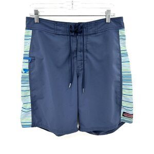 VINEYARD VINES Men's Blue Green Striped Preppy Outdoor Swim Trunks Size 30